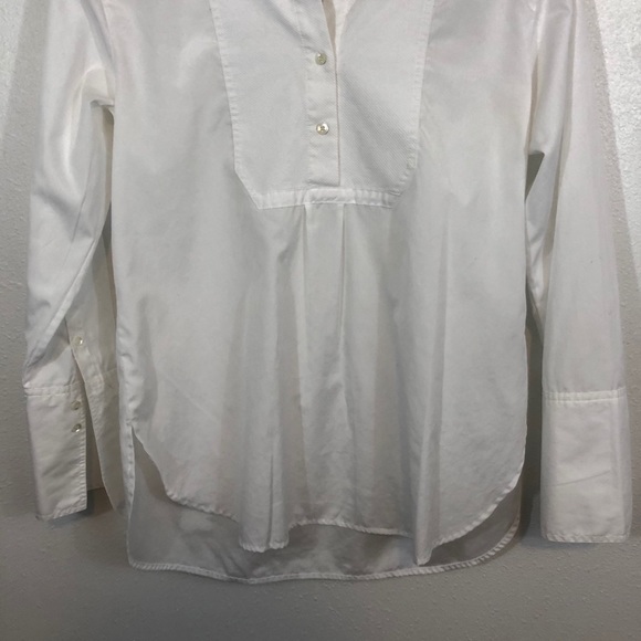 J Crew white tuxedo blousy pull over French cuffs - Picture 3 of 9